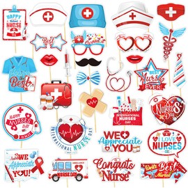 30 Pieces Nurse Photo Booth Props Thank You Nurses Graduation Decoration for Nurse Themed Party Decorations