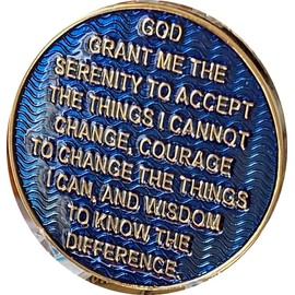 5 Month AA Medallion Elegant Blue Gold Plated Sobriety Chip
