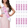 Vansonana 10Pcs White Pink Senior 2025 Satin Sashes with Gold