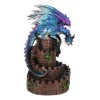 Metallic Blue Dragon On Spiral Steps Castle Tower Backflow Incense