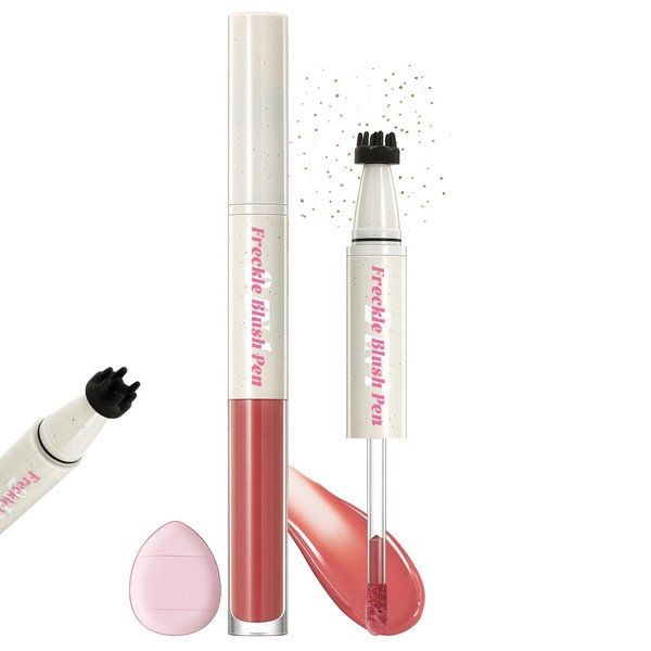Prreal Blush Fake Freckle Pen,2 in 1 Faux Freckle Stamp&Liquid