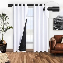 Black Curtain Rods for Windows 48 to 84 Inch(4-7ft),1 Inch Diameter Heavy Duty Curtain Rods,Modern Adjustable Curtain Rod,Cylindrical End Cap Drapery Rods,Window Curtains Rod 36-88",Matte Black