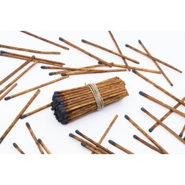 4" Inch Long Wooden Refill Matchsticks with Strike Stickers - Safety Matches Wholesale Bulk Loose by Chandler Studio (Brown-Black, 100 Pieces)