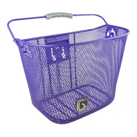 BIRIA Bicycle Basket with Quick Release Universal Bracket, Front Quick Release Basket, Removable, Wire Mesh Bicycle Basket, Purple