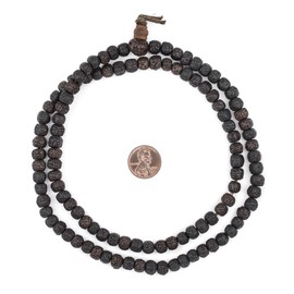 The Bead Chest Smooth Black Rudraksha Mala Prayer Beads – 8mm Natural Seed Bead Necklace for Meditation, Yoga, and Spiritual Practice – Handmade Hindu Buddhist Japa Mala