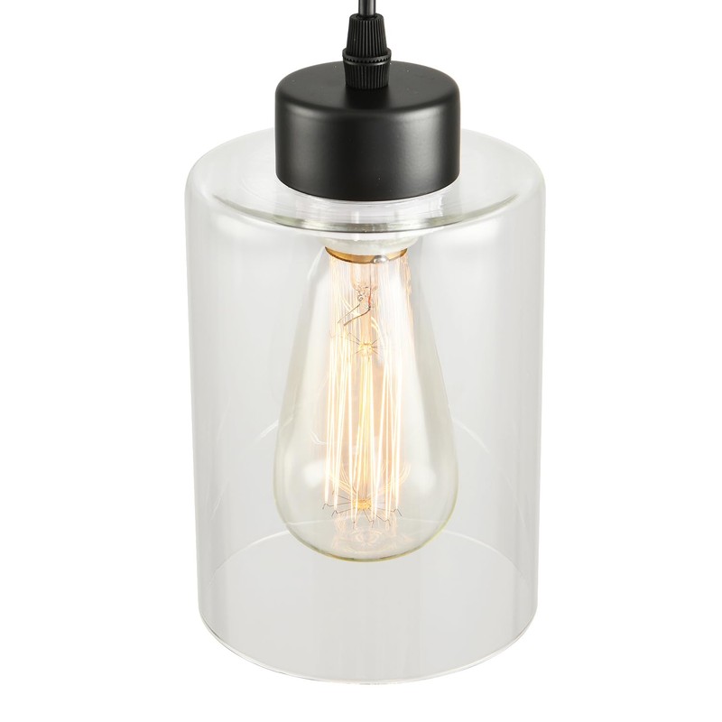 CAFULAM Modern Black Farmhouse Pendant Light with Glass Shade,Industrial Pendant