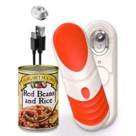 Unbranded Electric Multi Commercial Can Opener Automatic Smooth Edge Stainless Hands-Free - White Orange -72s Auto Stop