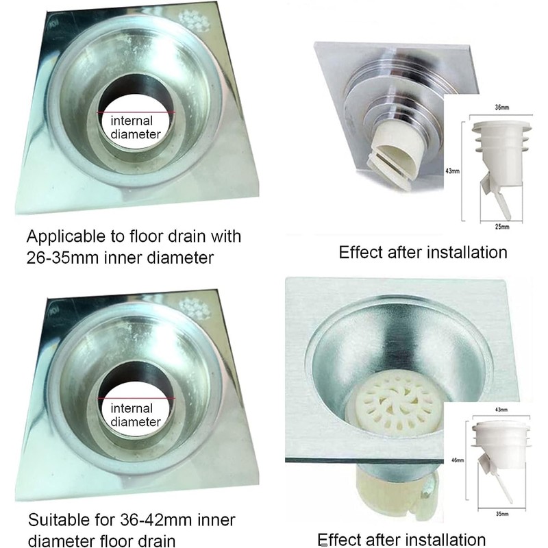 White Odor Proof Shower Floor Drain Drains Stopper One Way