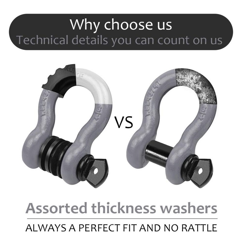 AUTOBOTS Shackles 3/4" (2 Pack), D Ring Shackle 45,000Ib Max