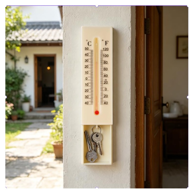 Key Cabinet Outdoor, Key Lock Box, Thermometer Decorative Hide a