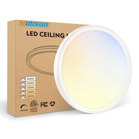VOLISUN 5CCT LED Flush Mount Ceiling Light, 7 inch Dimmable Ultra-Thin LED Ceiling Light Fixture, 3000K-6500K Selectable, 15W LED Ceiling Lights for Bedroom, Kitchen, Closet and Hallway (1Pack, White)