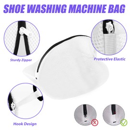 elook Shoe Washing Machine Bag, 3PCS Reusable Trainer Sneaker Laundry Shoe Bag for Washing Machine, Mesh Laundry Bags with Durable Zips, Storage Bag Shoe Cleaning Bag for All Shoe and Clothing