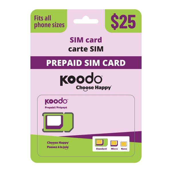 Koodo Mobile 4G LTE Prepaid 25$ SIM Card Starter Kit