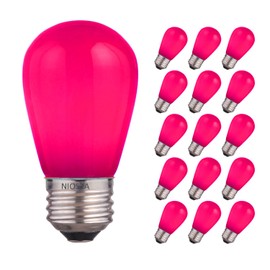 NIOSTA S14 Replacement Incandescent Bulbs, 15 Count Ceramic Purple, 11W E26 Bulbs for Outdoor String Lights