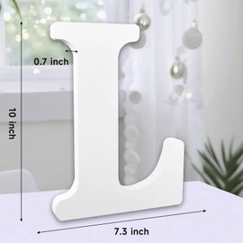 AOCEAN 10 Inch White Big Wood Letters, Unfinished Wooden Letters for Wall Decor Decorative Standing Letters Slices Sign Board Decoration for Craft Home Party Projects (L)