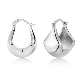 ALEXCRAFT Gold Silver Earrings Small Hoop Earrings Women's Hypoallergenic Silver 925 Earrings Chunky Small Hollow Hoop Earrings Thick Oval Hoop Earrings Huggie Hoop Earrings Chunky Hoop Earrings