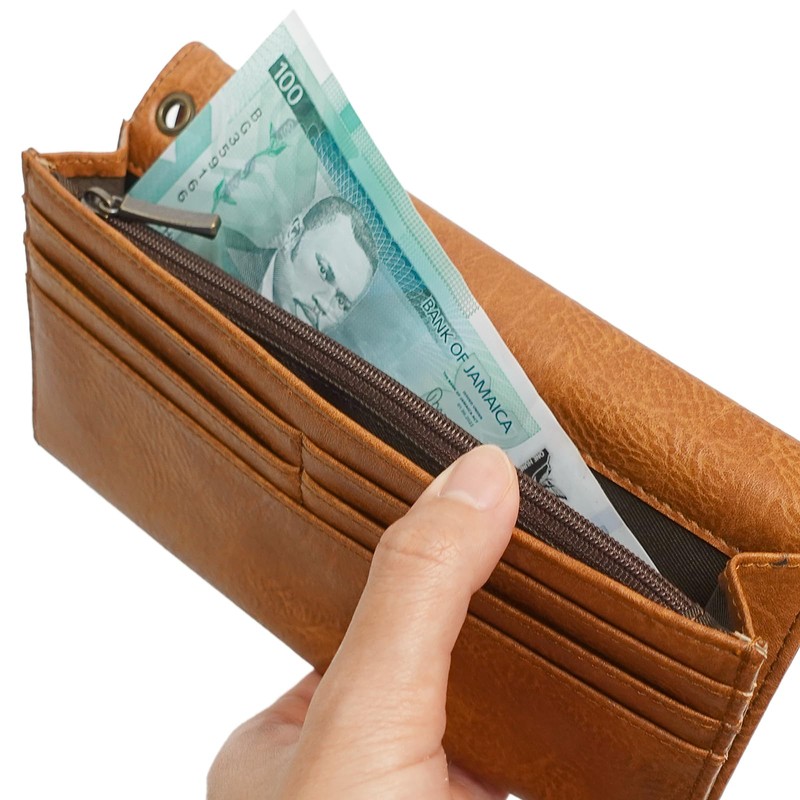 Edwin Retro Synthetic Leather Long Wallet, Embossed Logo, Synthetic Leather,