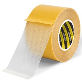 MILEQEE Double Sided Tape Heavy Duty, 1.8in x 33FT(10m), Universal High Tack, Strong Wall Adhesive with Fiberglass Mesh, Sticky Clear Tape, Easy Use Transparent, Hand Tearable, Home Office School
