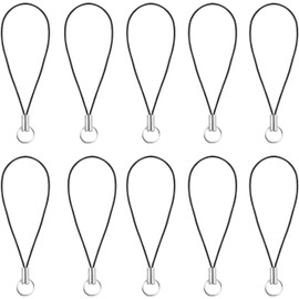 Jowxsx 10 Pieces Black Cell Phone Lanyard Strap with Silver Split Ring, Cell Phone Charms, Hand Wrist Strap Lanyard for USB Flash Drive, for MP3 Player