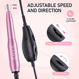 Portable Electric Nail Drill Machine Professional 20000 RPM Manicure Pedicure Nail File Drill Kit Set with Sanding Bands for Acrylic Gel Nails(Pink)