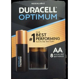 Duracell Alkaline Battery Optimum AA Size Single Use Home Backup Power 8 Pack