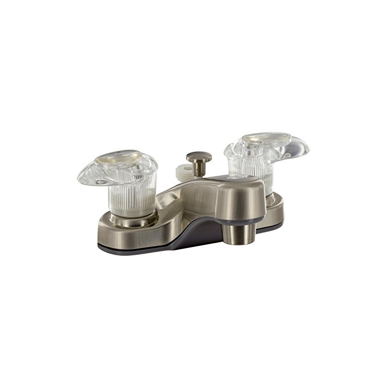 Bathroom Diverter Faucet, 4IN, 2 Lever, 1/4 Turn, Plastic, Brushed
