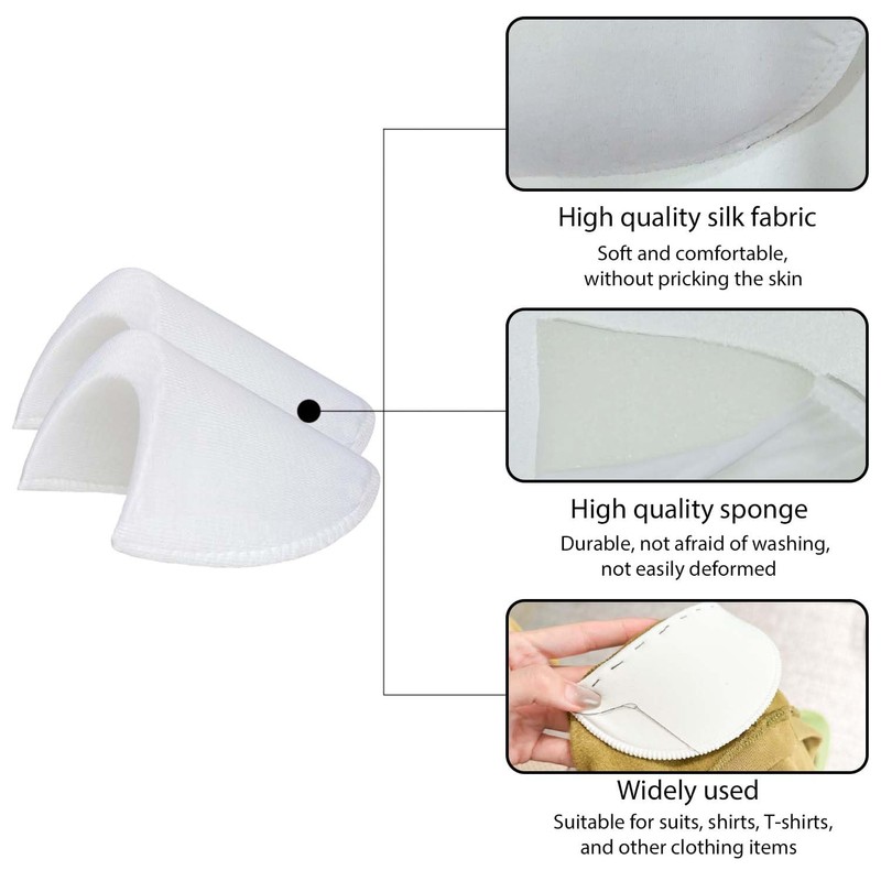 Sew-in Shoulder Pads Thickness 2.5cm, 2 Pair Breathable Sponge Pads