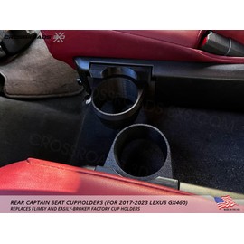 Rear Seat Cup Holder Upgrade for Lexus GX460 (2017-2023) Precision Fit for Yeti 20, 30oz and Other tumblers (for Rear Captain Seats, Black or Tan) (Tan)
