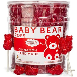 Cinnamon Bear Pops Lollipop Suckers: Individually Wrapped Baby Bear Candy on a Stick by Espeez - Cinnamon Bears (115 Count)