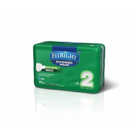 FitRight Extended Wear Stretch Brief, Overnight Absorbency, Size 2, 40 to 70" Waist, 20 Count (Pack of 4)