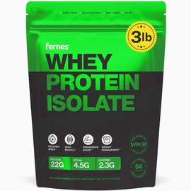 100% Whey Protein Isolate for Women & Men (3LB) 22g of Protein & 4.5g BCAAs Per Serving, Grass-Fed, Native, Cold Pressed WPI 90 for Superior Digestibility - 54 Servings