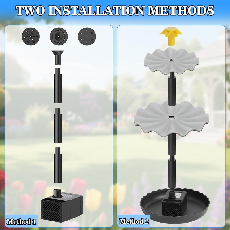 Solar Water Fountain for Bird Bath Upgrade Solar Panel Adjustable