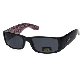 Locs Gangster Bandana Print Arm Classic Rectangular Cholo Sunglasses Red Bandana