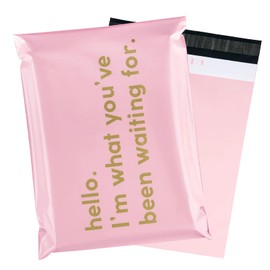 RUSPEPA Poly Mailer Shipping Bag with Self Sealing, Business Text Printed Design, 50 Packs 14.5 x 19 inches, Pink