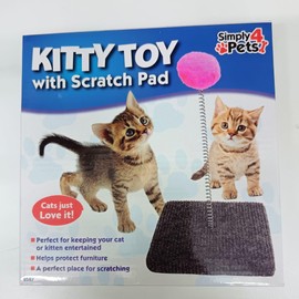 Cat Kitty Toy with Scratch Pad Carpet Cat Scratcher, Kitten Entertainment Spring with Pompom Ball Scratching Carpet Toy for Cats, Non-Slip Helps Protect Furniture