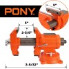 PONY Heavy Duty Bench Vise 5-inch Jaw Width and Opening