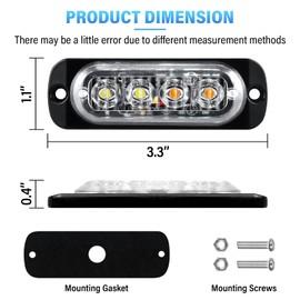 Willpower 2 Stück 4 LED Stroboskoplicht, Bernstein, Weiß, Seitenmarkierungsleuchten, Auto, 12 V, 24 V, LED-Lichtleiste, Blinklicht, Sicherheit für Anhänger, Nutzfahrzeuge, Boote, Traktor, Fahrzeug