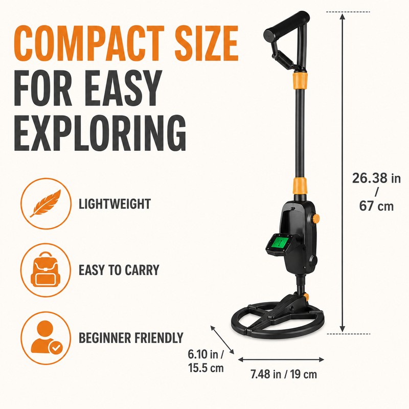 Handheld Metal Detector for Treasure Hunting - Waterproof Search Coil