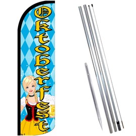Vista Products Oktoberfest Premium Windless Feather Banner Flag Kit (Flag, Pole, & Ground Mt)