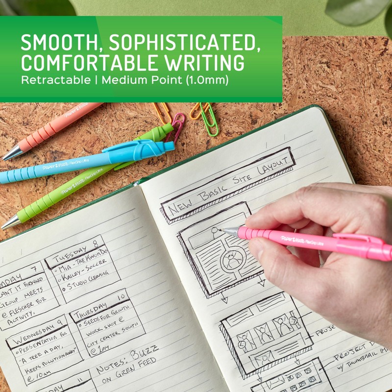 Paper Mate FlexGrip Ultra Ballpoint Pens, Made from Recycled Plastic