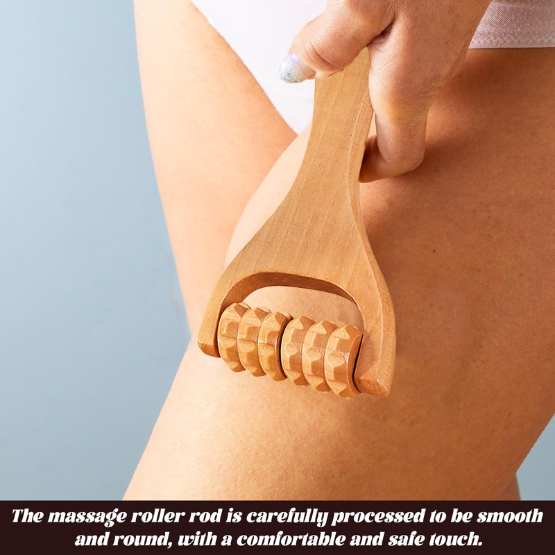 2 Pcs Wooden Smooth Massage Roller, Durable Wood Therapy Massage