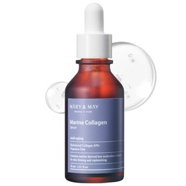 Mary&May Marine Collagen Serum - Hydrolyzed Low Molecular Collagen for Skin Firming and Replenishing, Hydrating - Korean Skincare, Fragrance Free