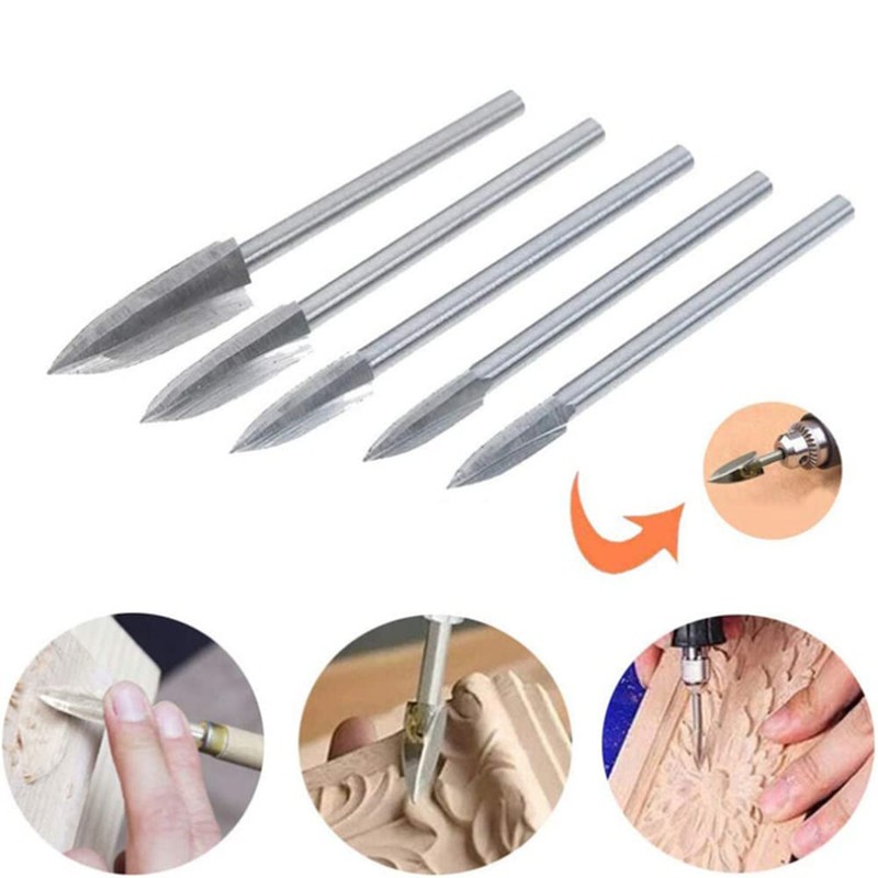 Wood Carving Drill Bits Set for Rotary Tool, 5Pcs Wood