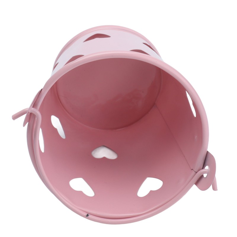 12pcs Mini Metal Bucket Hollow Heart Shaped Bucket with Handle