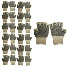 Cordova 3856L Standard Weight Gloves, Fingerless, Natural, Poly/Cotton Machine Knit, 2-Side PVC Dots, Large, 12-Pack