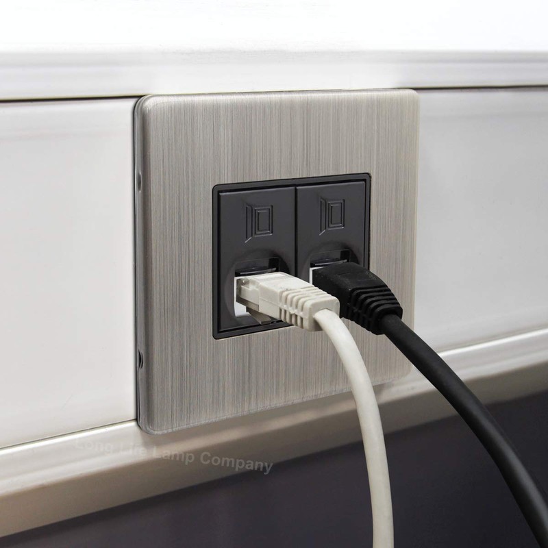 2 Gang Double Ethernet Port Data Socket CAT 5 Wall