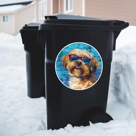 Extra Large 460mm 'Shih Tzu Dog Wearing Sunglasses' Permanent Sticker Decal for Cars/Windows/Bins/Walls (DW00127691)