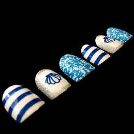 O2 Salon 5634 Full Cover Graphic Design Acrylic Fake False Nails Art Tips for Nail salon, Girls, Women, Bridal Wedding Dating Party (48 pcs/ 2 set)