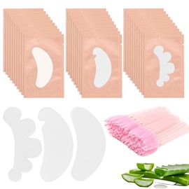 Eye Pads Lash Extensions,150 Pairs Eye Patches for Lash Extensions, Non-Woven Fabric, Various Shapes Natural Lint Free Gel Pads, Beauty Tool Kit, 50 Pieces Disposable Mascara Wands for Eyebrow