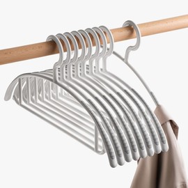 LANZYLO Non-Slip Hangers, Heavy Duty, Durable, Plastic Hanger with Rubber and Horizontal Bar for Closet, Coats, Pants, Shirts, White (20 Pack 16.1 inch)